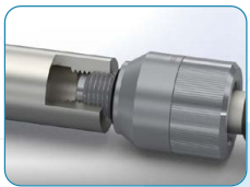 LT quick-seal connector detail — airtight coupling for production-line leak testing | Figurtech